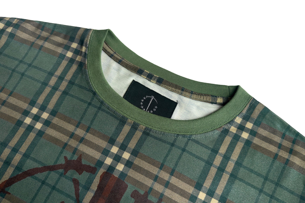PLAID MONOGRAM ANTI-WAR AK PRINT LONG SLEEVE