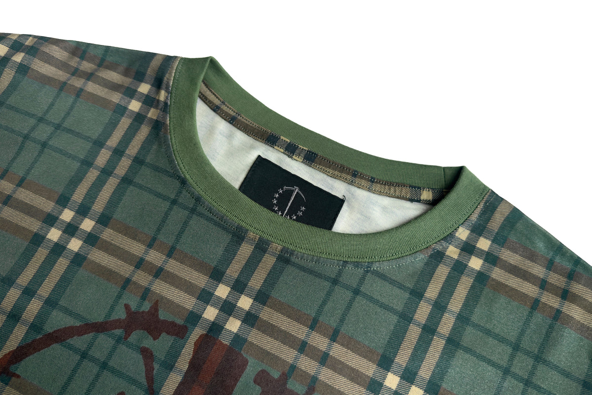 PLAID MONOGRAM ANTI-WAR AK PRINT LONG SLEEVE