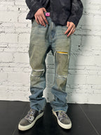 DESTROY WASH SLIM STRAIGHT JEANS