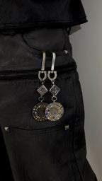 COLORED DIAMOND POKER CHIP DICE KEYCHAIN