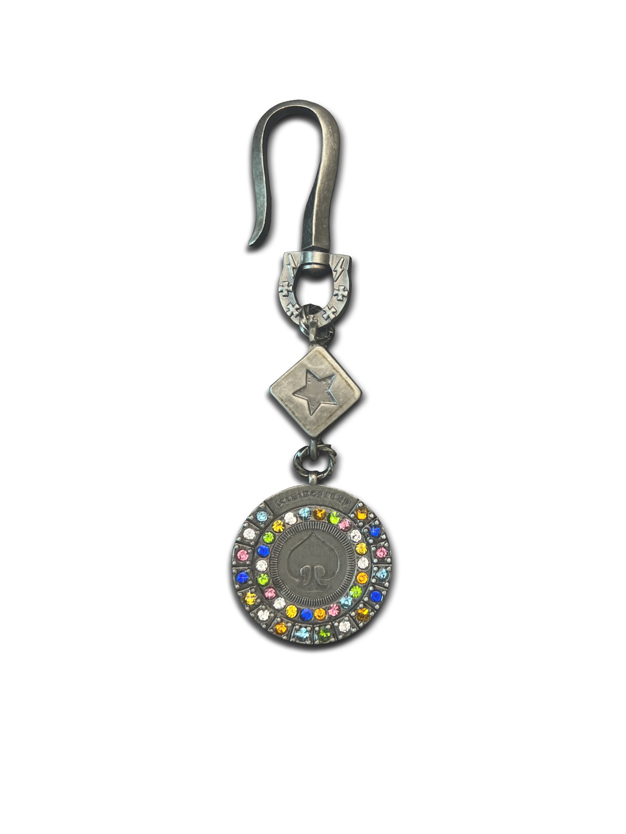 COLORED DIAMOND POKER CHIP DICE KEYCHAIN