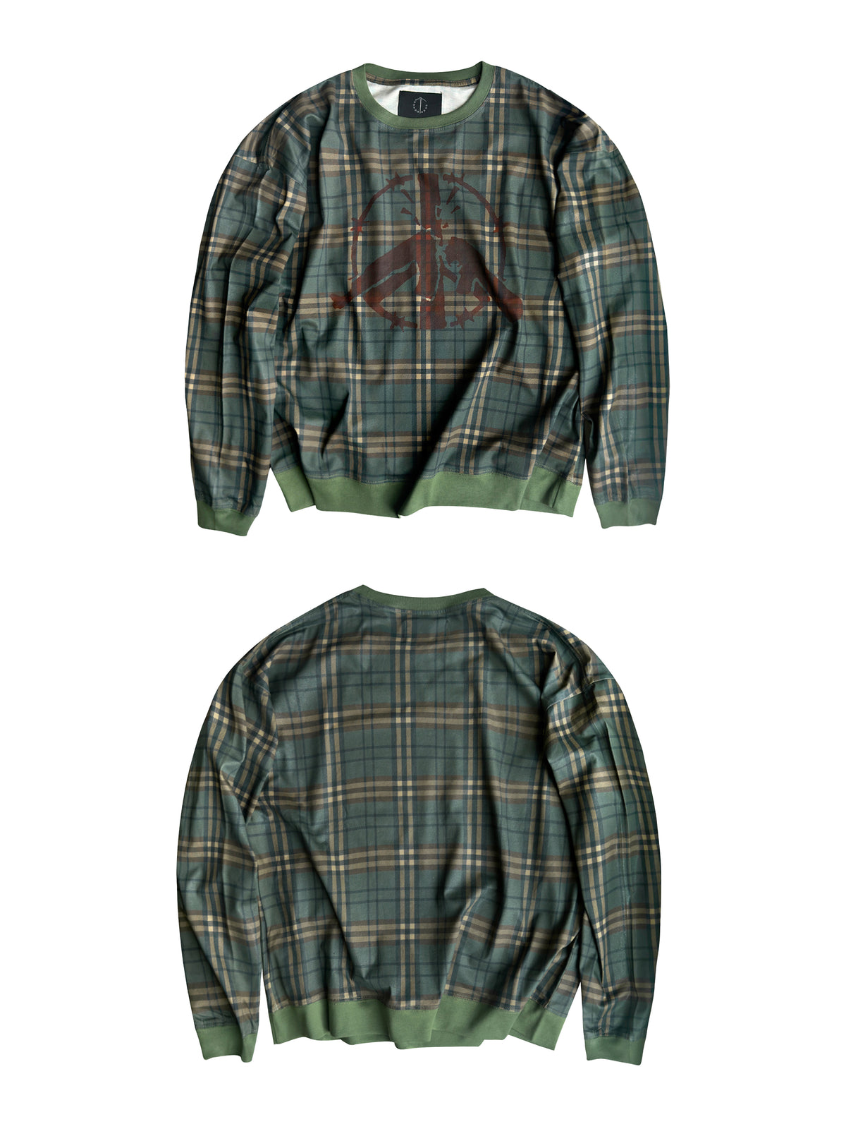 PLAID MONOGRAM ANTI-WAR AK PRINT LONG SLEEVE