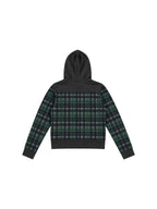 LEOPARD PLAID PATCH COLOR BLOCK HOOD JACKET