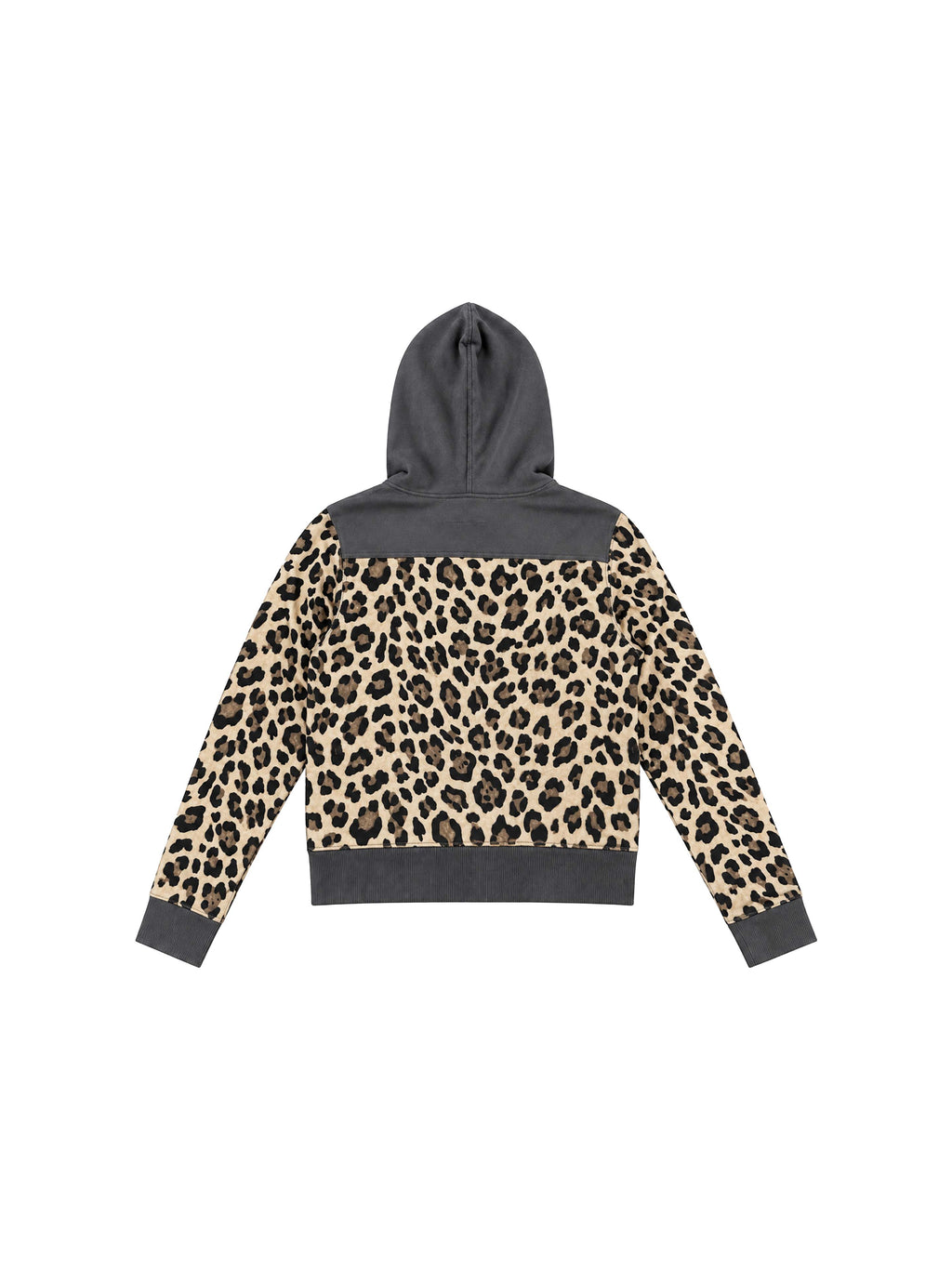 LEOPARD PLAID PATCH COLOR BLOCK HOOD JACKET