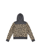 LEOPARD PLAID PATCH COLOR BLOCK HOOD JACKET