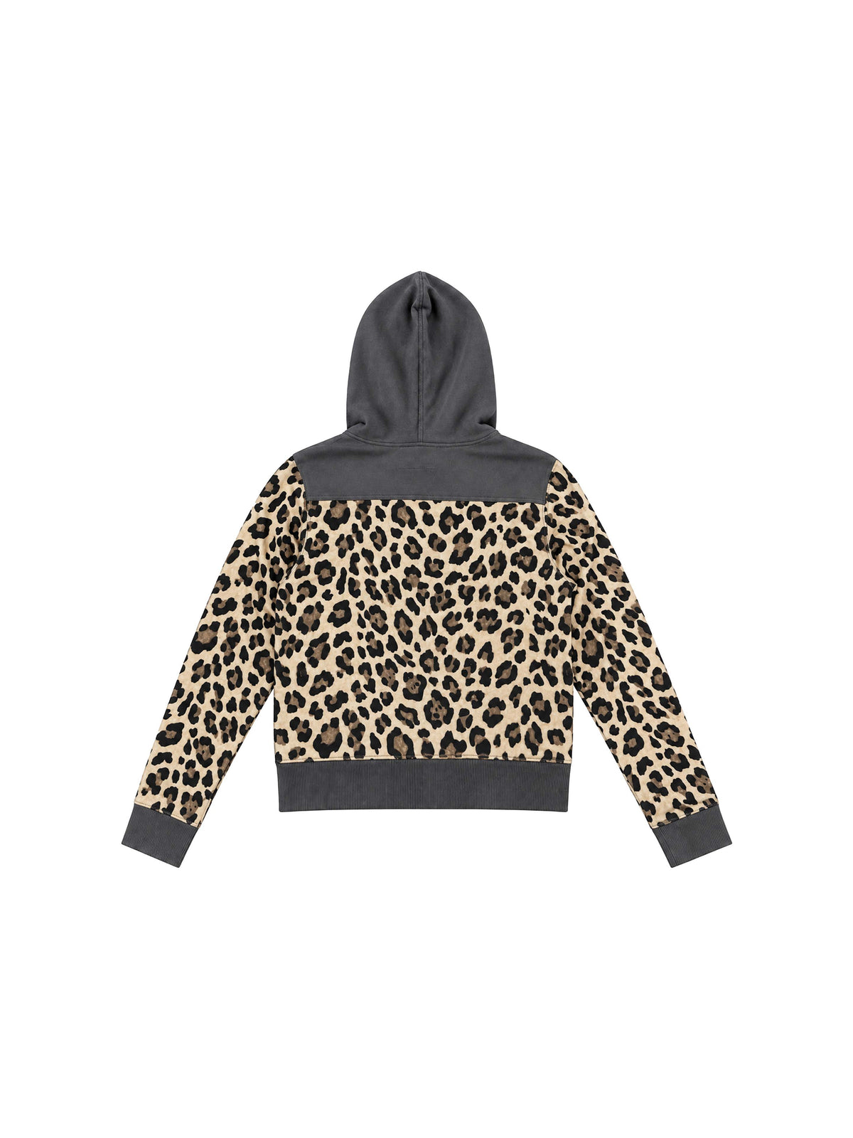 LEOPARD PLAID PATCH COLOR BLOCK HOOD JACKET