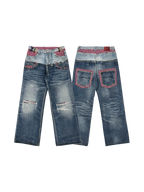 PLAID DOUBLE-WAIST JEANS