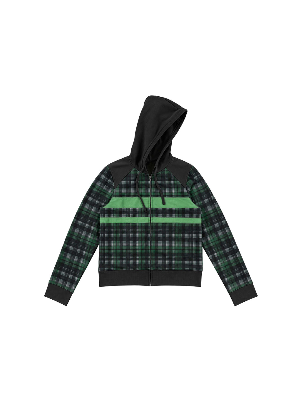 LEOPARD PLAID PATCH COLOR BLOCK HOOD JACKET