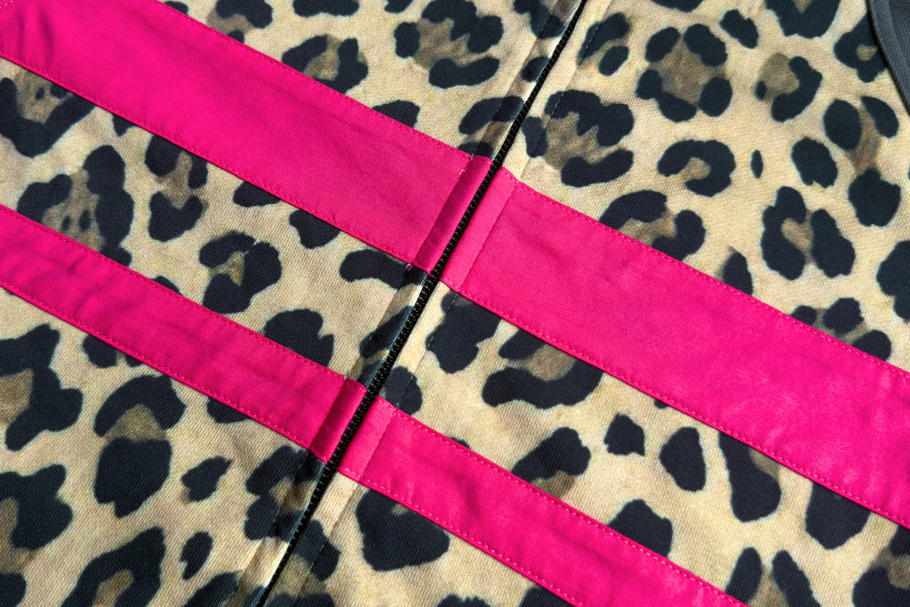 LEOPARD PLAID PATCH COLOR BLOCK HOOD JACKET