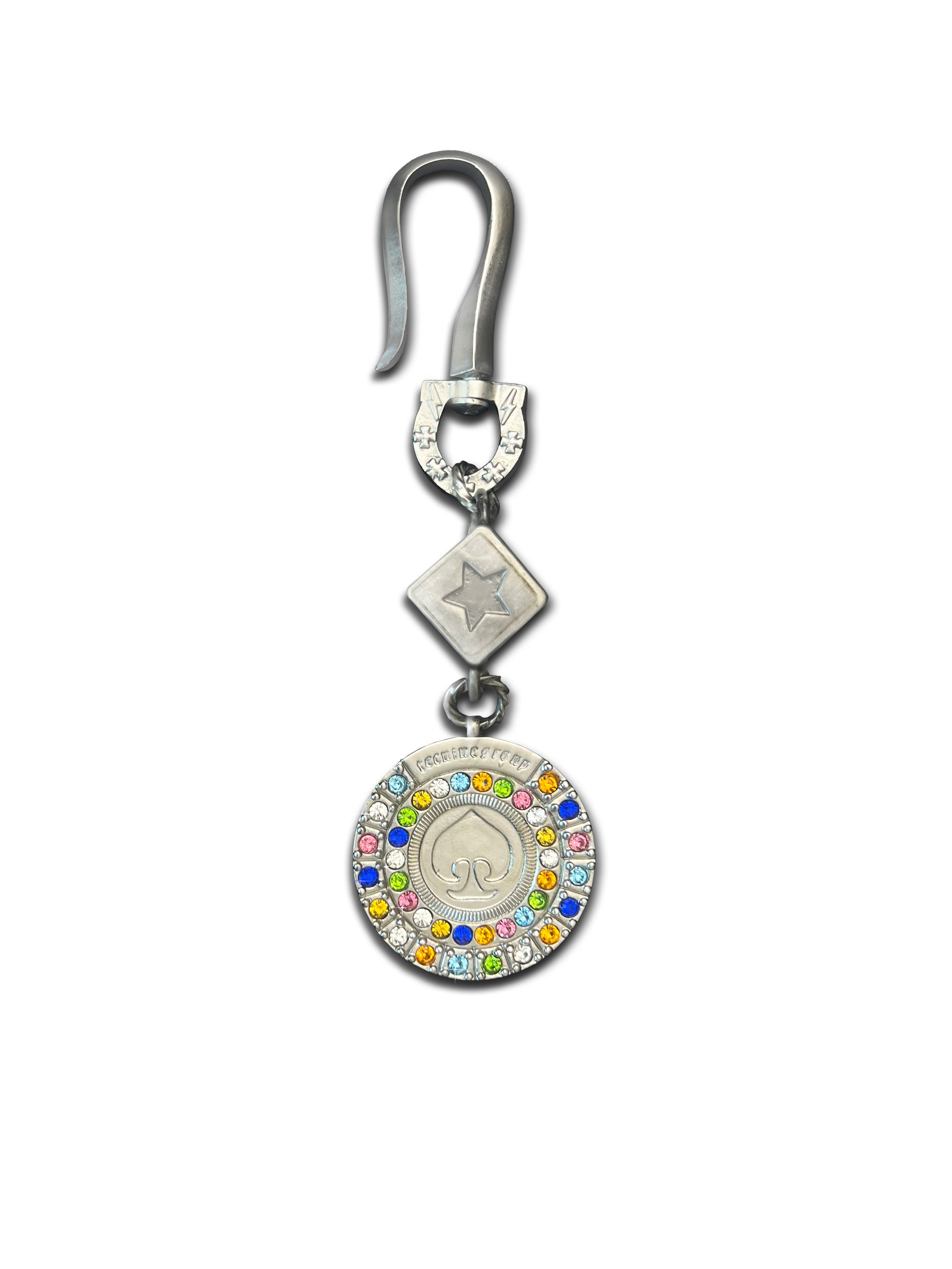 COLORED DIAMOND POKER CHIP DICE KEYCHAIN