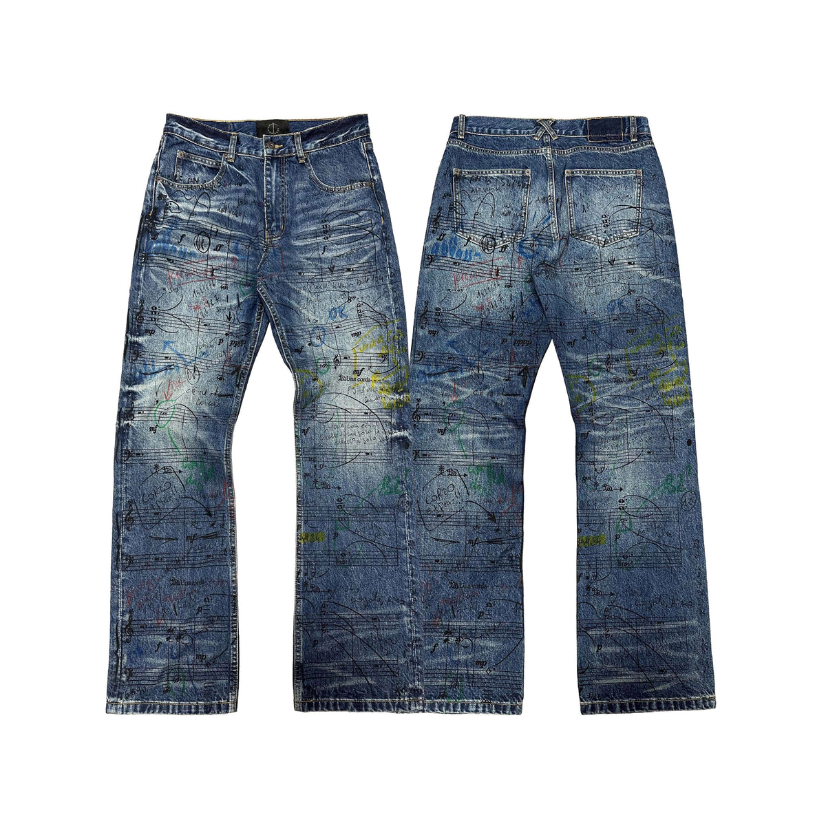GRAFFITO STAFF NOTE WHISKER WASH JEANS