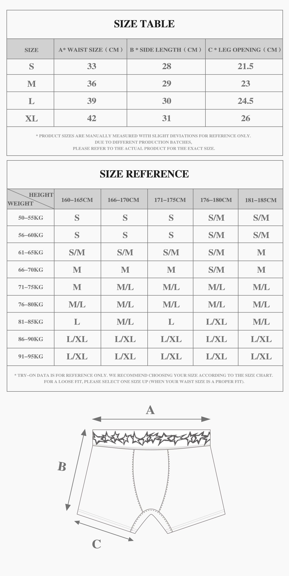Size chart